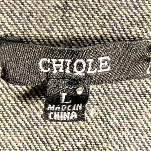 ❄️ ChiQle Denim Architect Distressed Long Sleeve Cropped Jacket Sz Large Junior - Picture 4 of 7